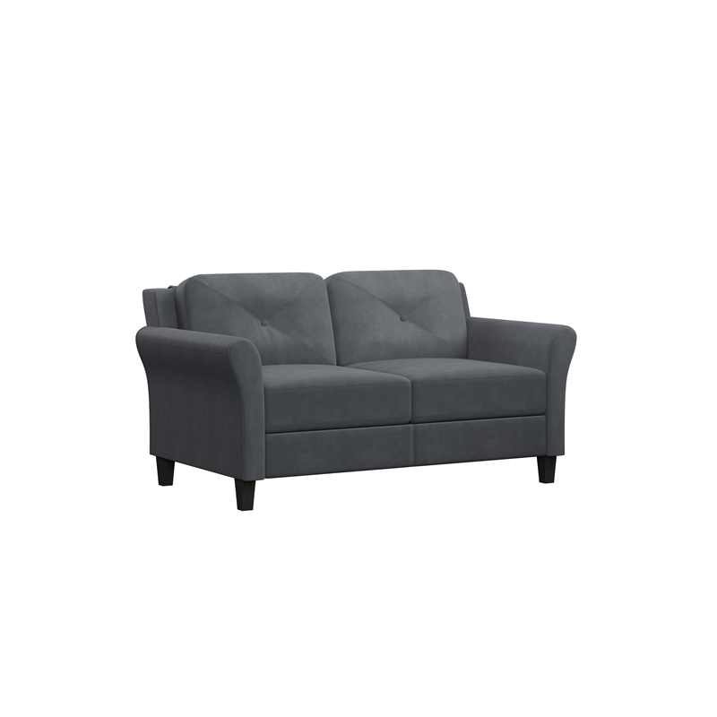 Kingfisher Lane Modern Loveseat in Gray Microfiber Upholstery