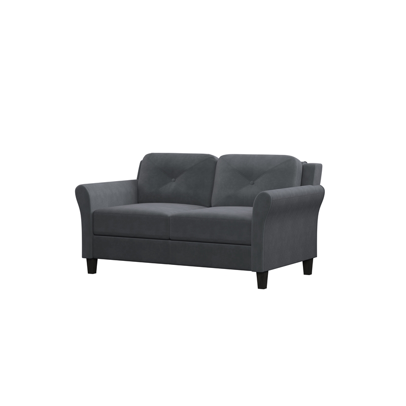 Kingfisher Lane Modern Loveseat in Gray Microfiber Upholstery