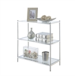 Kingfisher Lane Three-Tier Bookcase in Clear Glass and Chrome