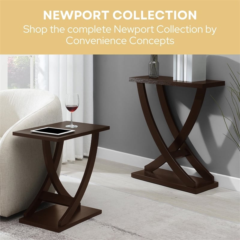 Kingfisher Lane Cross Step Console Table in Espresso Wood Finish