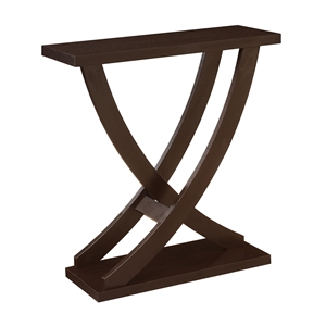 Kingfisher Lane Cross Step Console Table in Espresso Wood Finish