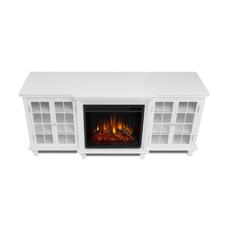 Kingfisher Lane Contemporary Fireplace TV Stand in White Finish