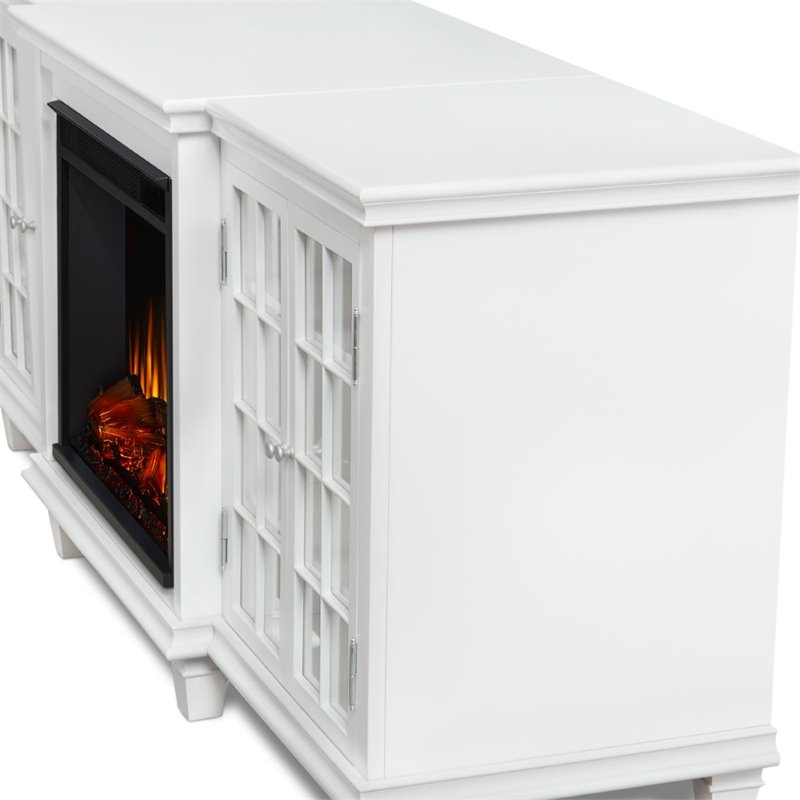 Kingfisher Lane Contemporary Fireplace TV Stand in White Finish