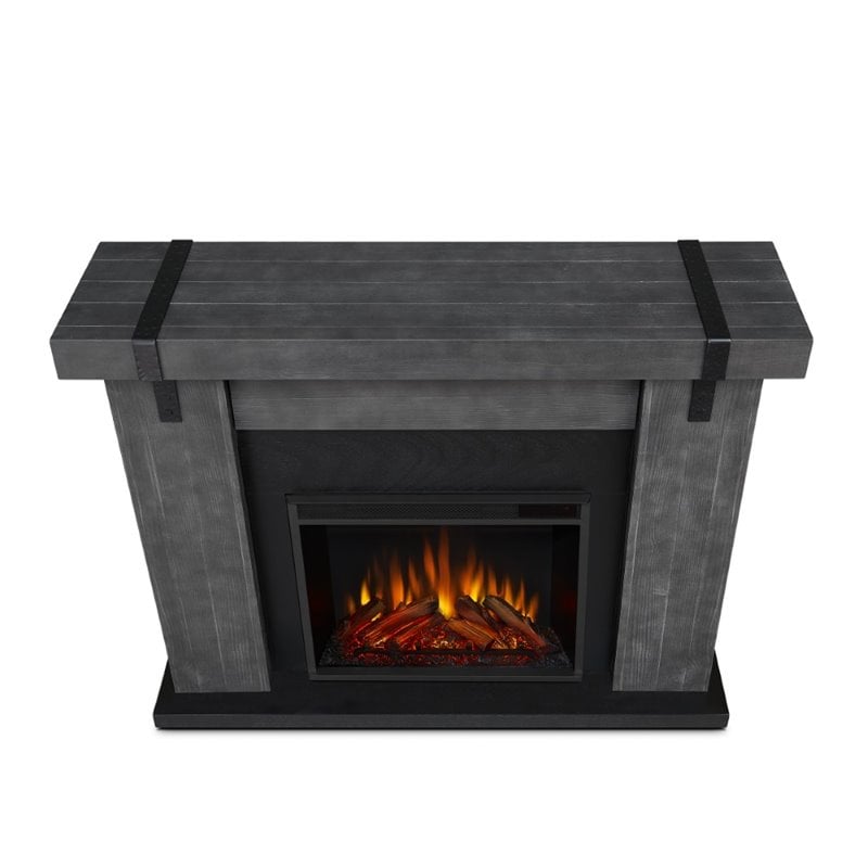 Kingfisher Lane Contemporary Electric Fireplace in Gray Barnwood