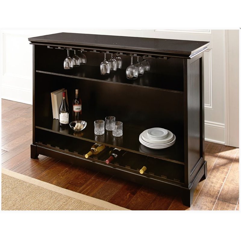 Kingfisher Lane Counter Height Home Bar with Foot Rail in Ebony Brown