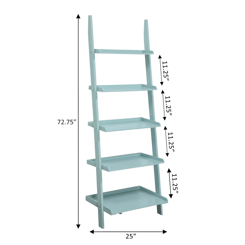 Kingfisher Lane Bookshelf Ladder in Sea Foam Green Wood Finish