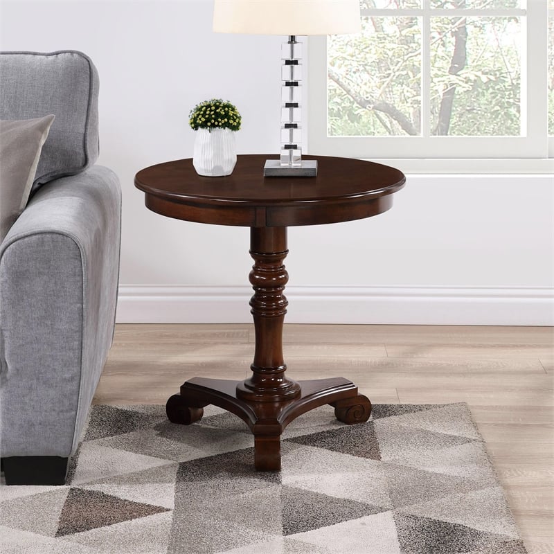 Kingfisher Lane Contemporary End Table in Espresso Wood Finish