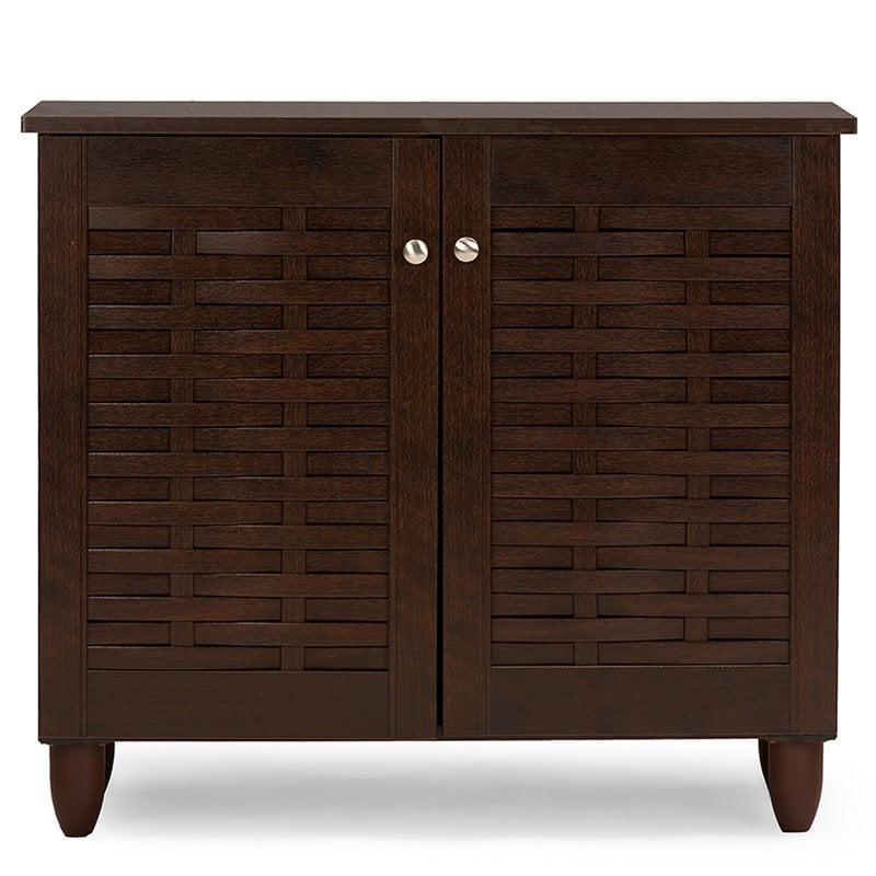 Kingfisher Lane Contemporary 2 Door Shoe Cabinet in Dark Brown