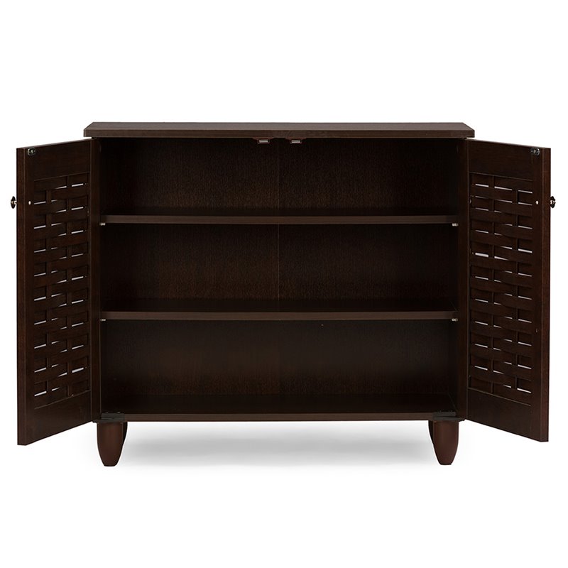 Kingfisher Lane Contemporary 2 Door Shoe Cabinet in Dark Brown