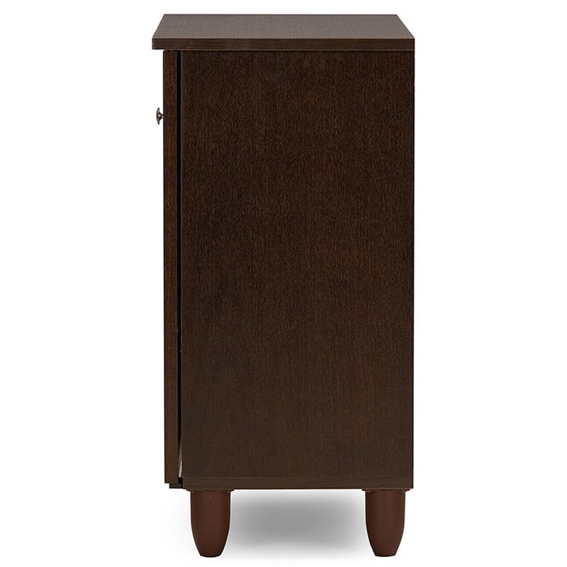 Kingfisher Lane Contemporary 2 Door Shoe Cabinet in Dark Brown
