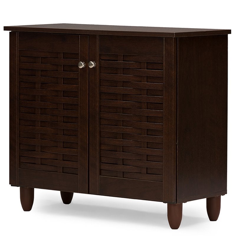 Kingfisher Lane Contemporary 2 Door Shoe Cabinet in Dark Brown