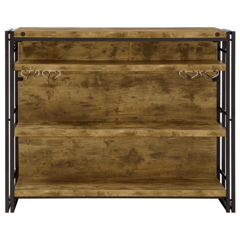 Kingfisher Lane Farmhouse Wood Bar Unit with Stemware Rack in Nutmeg