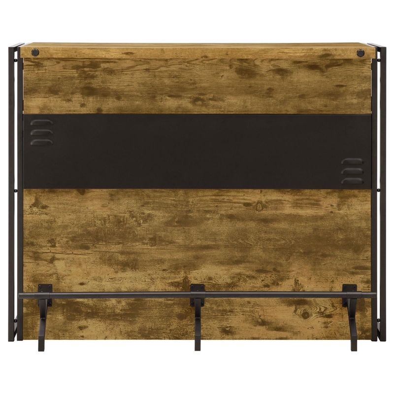 Kingfisher Lane Farmhouse Wood Bar Unit with Stemware Rack in Nutmeg