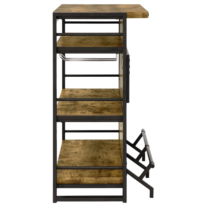 Kingfisher Lane Farmhouse Wood Bar Unit with Stemware Rack in Nutmeg