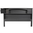 Kingfisher Lane Full Wood Bookcase Headboard with Device Charger in Gray