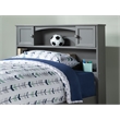 Kingfisher Lane Full Wood Bookcase Headboard with Device Charger in Gray