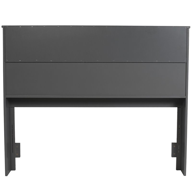 Kingfisher Lane Full Wood Bookcase Headboard with Device Charger in Gray