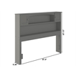 Kingfisher Lane Full Wood Bookcase Headboard with Device Charger in Gray
