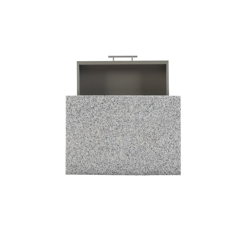 Kingfisher Lane Wood Kitchen Island Granite Top Wine Rack in Gray