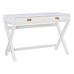 Kingfisher Lane Modern Wood Two Drawer Writing Desk in White