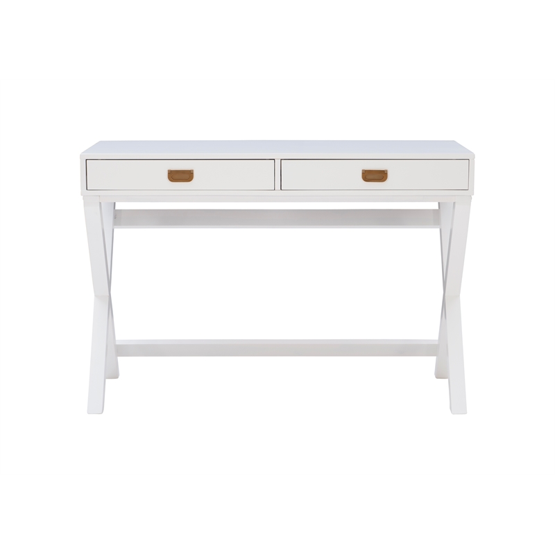 Kingfisher Lane Modern Wood Two Drawer Writing Desk in White