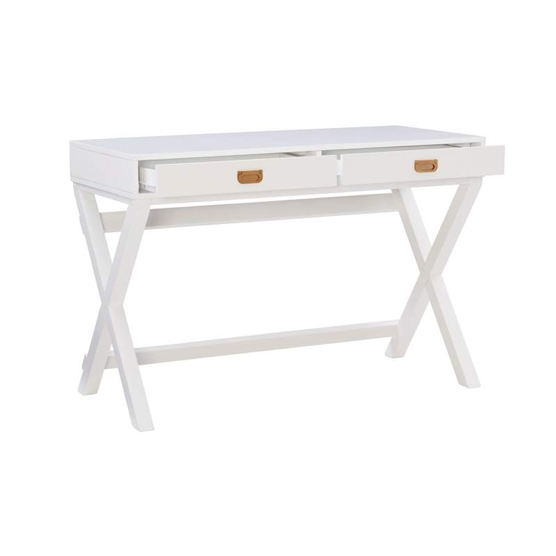 Kingfisher Lane Modern Wood Two Drawer Writing Desk in White