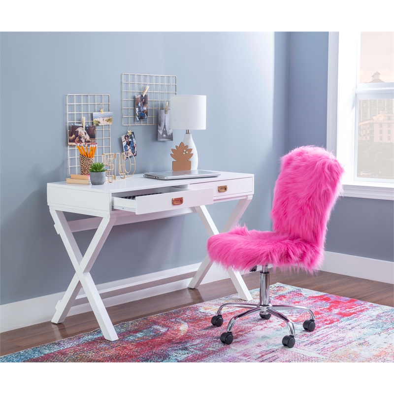 Kingfisher Lane Modern Wood Two Drawer Writing Desk in White