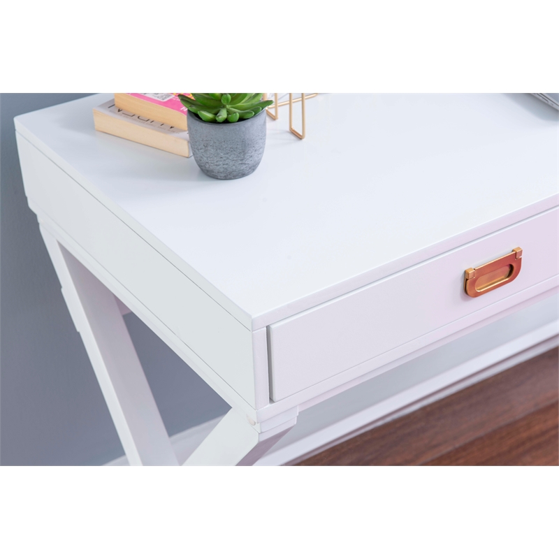 Kingfisher Lane Modern Wood Two Drawer Writing Desk in White