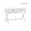 Kingfisher Lane Modern Wood Two Drawer Writing Desk in White