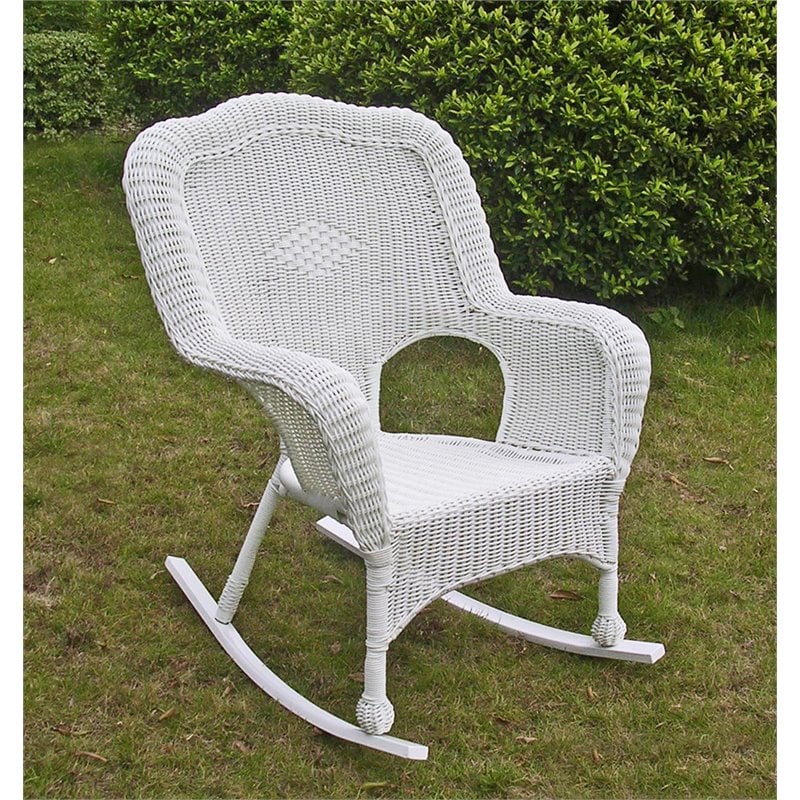Kingfisher Lane Contemporary Wood Patio Rocker in White Finish