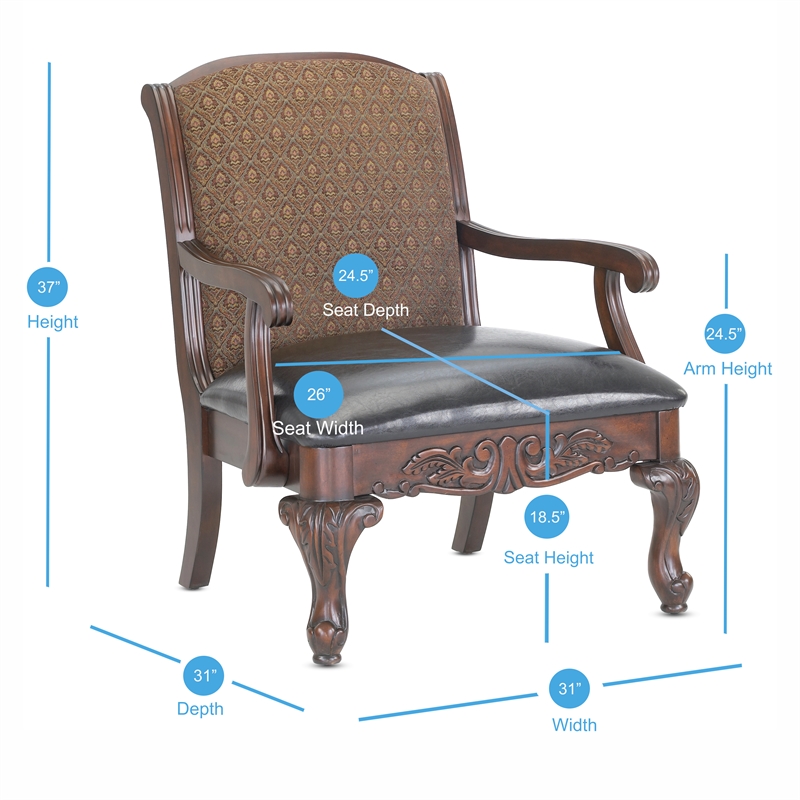 Kingfisher Lane Traditional Style Wood Arm Chair in Walnut Finish