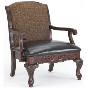 Kingfisher Lane Traditional Style Wood Arm Chair in Walnut Finish