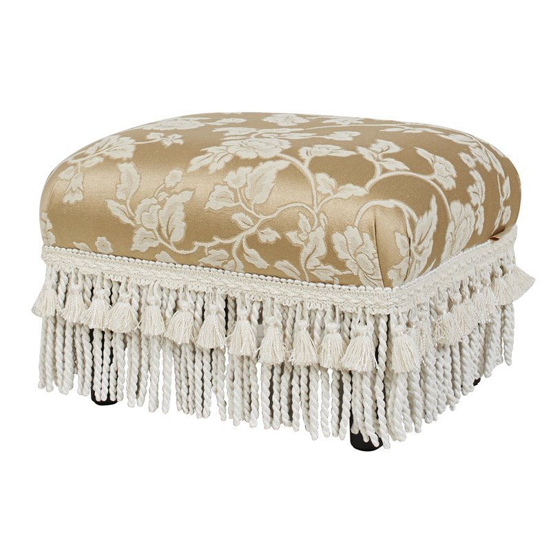 Kingfisher Lane Traditional Upholstered Decorative Footstool in White