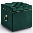 Kingfisher Lane Velvet 1Pc Storage Ottoman in Hunter Green/Gold