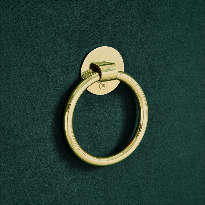 Kingfisher Lane Velvet 1Pc Storage Ottoman in Hunter Green/Gold