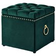 Kingfisher Lane Velvet 1Pc Storage Ottoman in Hunter Green/Gold
