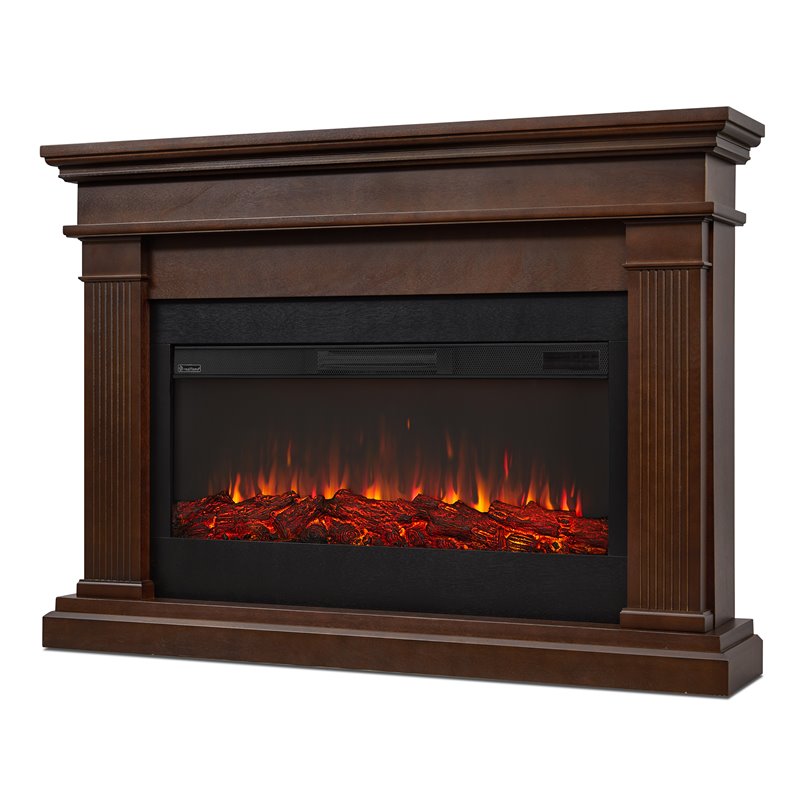 Kingfisher Lane Contemporary Electric Fireplace in Dark Walnut