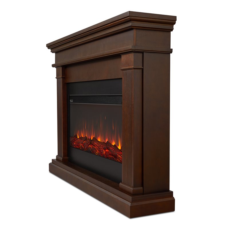 Kingfisher Lane Contemporary Electric Fireplace in Dark Walnut