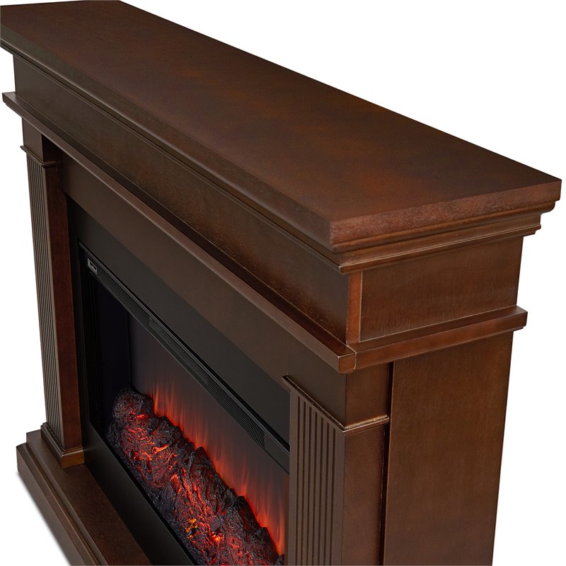 Kingfisher Lane Contemporary Electric Fireplace in Dark Walnut