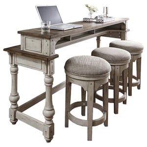 Kingfisher Lane White 4 Piece Console Set (1-Console 3-Stools)