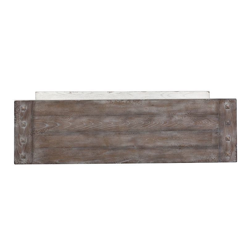 Kingfisher Lane Contemporary Sofa Table with Bottom Shelf in Distressed White
