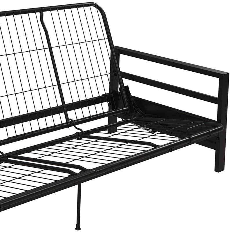 Kingfisher Lane Contemporary Metal Futon Frame in Black Finish