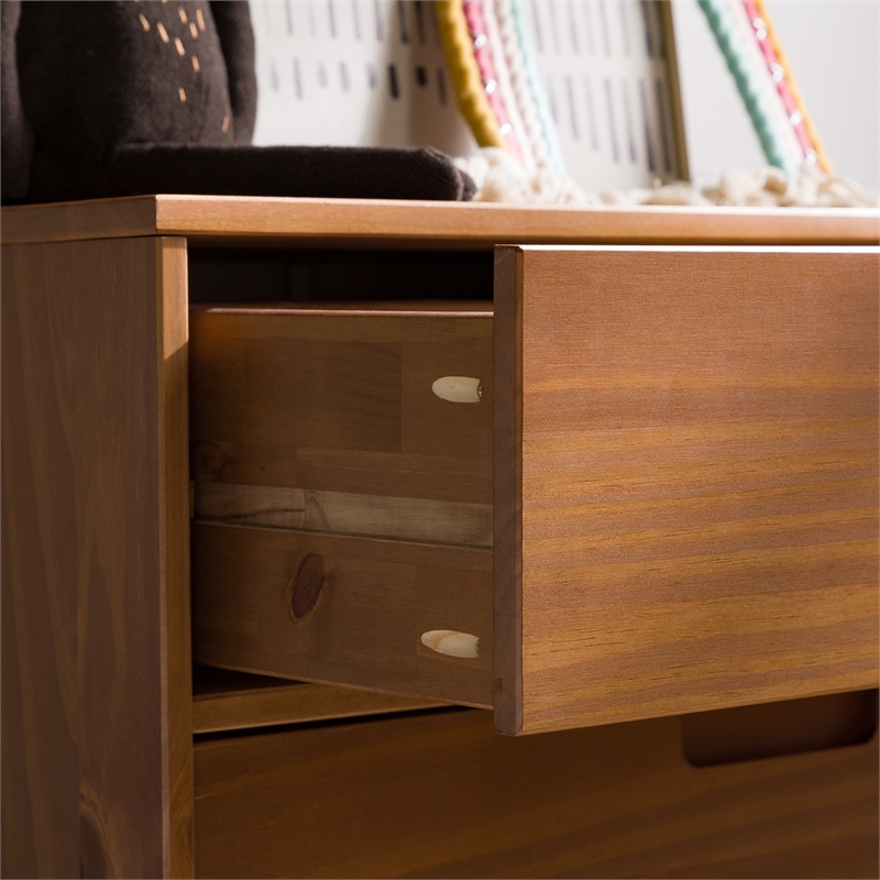 Kingfisher Lane 3 Drawer Mid Century Modern Wood Dresser - Caramel