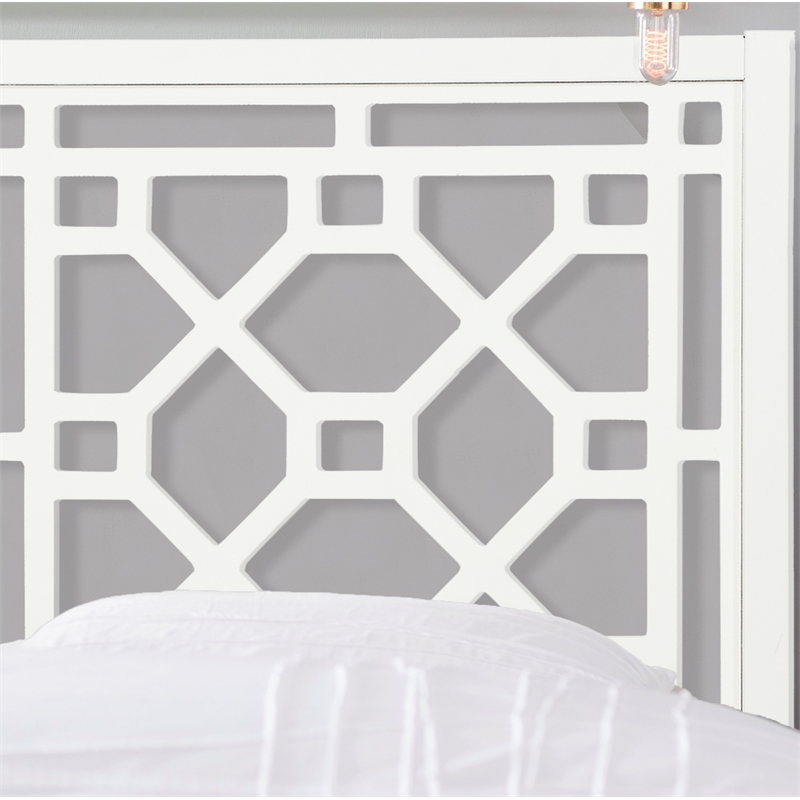 Kingfisher Lane Modern Chippendale White Wood Headboard - King