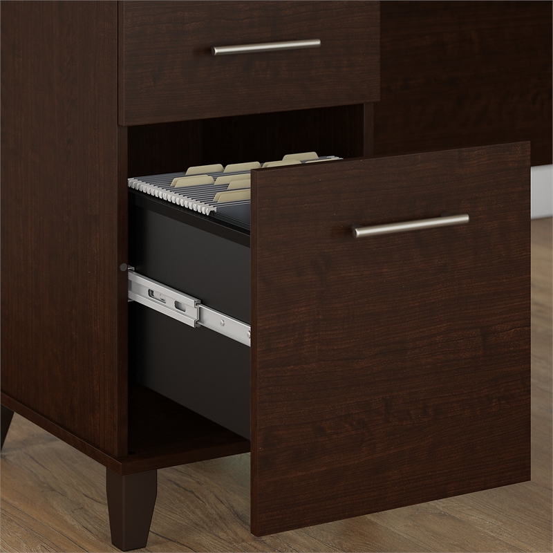 Kingfisher Lane 72W Wood Office Desk with Hutch in Mocha Cherry