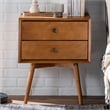 Kingfisher Lane Mid-Century 2 Drawer Solid Wood Nightstand in Caramel