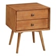 Kingfisher Lane Mid-Century 2 Drawer Solid Wood Nightstand in Caramel