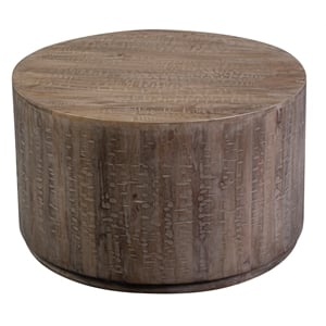 Kingfisher Lane Modern Mango Wood Round Coffee Table - Gray Wash.