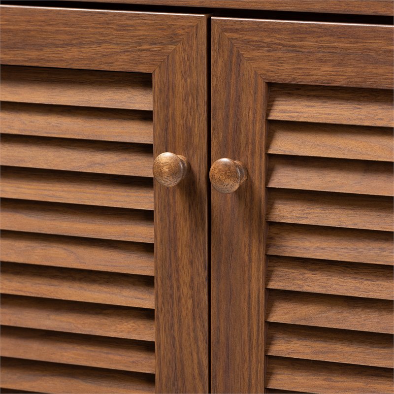 Kingfisher Lane Wood 5-Shelf and Drawer Shoe Cabinet in Walnut Brown
