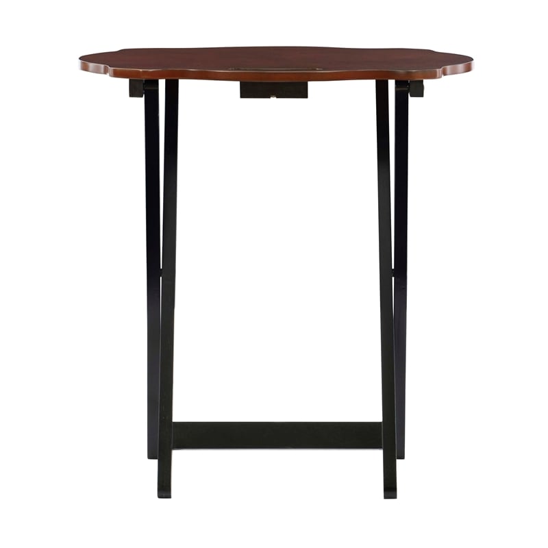 Kingfisher Lane Five Piece Wood Tray Table Set in Hazelnut and Black
